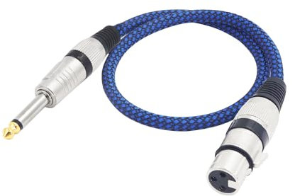 LANMINGLEL XLR Femmina a 1/4 TS Cavo 6,35mm TS a XLR Femmina Cavo Sbilanciato Nylon Cavo Microfono Intrecciato Compatibile con Microfono, Studi di Registrazione e altro(1,64piedi)
