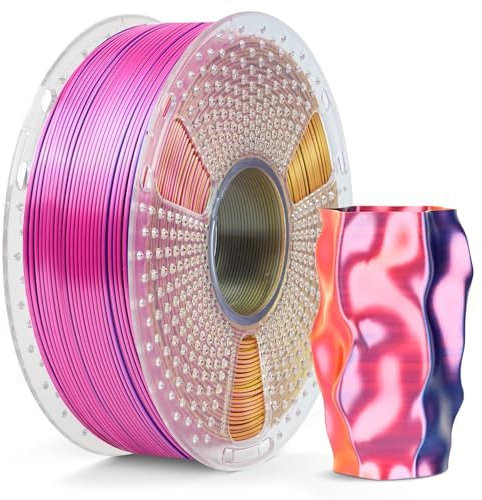 SUNLU Silk PLA Plus 3D-Druckerfilament, dreifarbig glänzendes PLA+-Filament 1.75 mm, Seidentexturen, 360° enthüllt vielfältige Farben, Maßgenauigkeit +/- 0.02 mm, 1kg Spule (2,2 lbs), Rot Gelb Blau