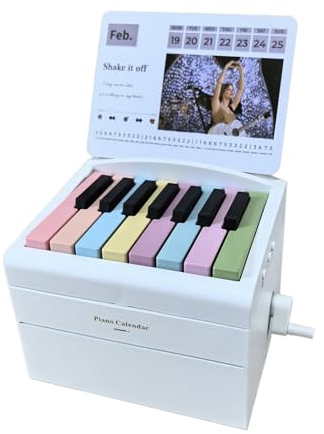 Sänger Taylor Klavierkalender 2025 Spielbarer Klavier Tischkalender mit 27 Musikkalenderkarten 52 Lieder 3D Memo Pad Kreativer Zeitmesser Kalender Weihnachten Geburtstagsgeschenk für Swift Fans und