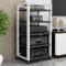 GUAWJRZDP 5-stufiges Hi Fi Rack, Record Player Stand, Hi Fi Regal Mit Verstellbarem Regal, Audio Rack Hi Fi Regal Aus Holz, Offenes Phonoschrank, for Entertainment-Stereokomponenten(White+Black)