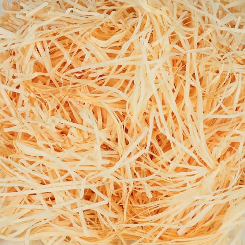 FRUHLING 200 g de matériau de remplissage pour cadeau - Papier déchiqueté - Raffia - Pour paquet décoratif, boîtes cadeaux et paniers-cadeaux (champagne)