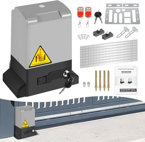 Joparri Accionamiento automático de puerta batiente de 750 W, abridor de puerta giratorio automático hasta 1600 kg, 12 m de tracción para puerta de patio, accionamiento eléctrico para puerta de