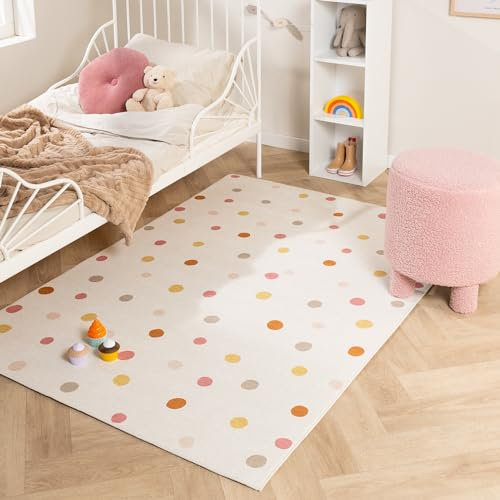 Little Olly Waschbarer Kinderteppich - Evi Confetti Bunt - Punkte - Kinderzimmer, Babyzimmer - Jungen - Mädchen - Carpet