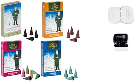 Crottendorfer 4er Räucherkerzen Frische Weihnachten Set - Düfte: Weihrauch-Melisse, Winter-Orange, Bunte Mischung und Lavendel - Menge: 96 inklusive 4 Räucherkerzen als Probe - Made in Germany