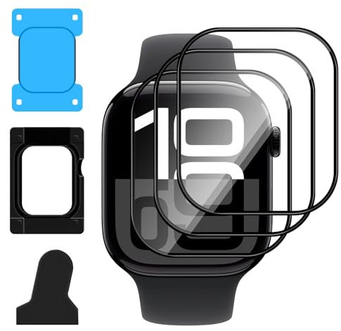 Lutree Schutzfolie für Apple Watch Series 10 46mm für Panzerglas, 3 Stück HD 3D Full Coverage Flexible Displayschutzfolie, Anti-Fingerabdruck Bläschenfrei Displayfolie Anti-Kratzer Displayschutz