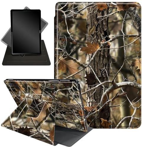 Étui pour tablette Amazon Kindle Fire HD 8 8 (12e/10e génération, version 2024/2022/2020) et tablette HD 8 Plus, support rotatif à 360 degrés, fonction veille/réveil, arbre de camouflage