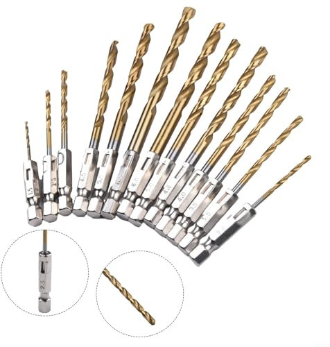 HSS-Bohrer-Set, 13-teilig, mit 1/4-Zoll-Sechskantschaft für schnellen Wechsel, perfekt zum Bohren von Holz, Kunststoff und Aluminium