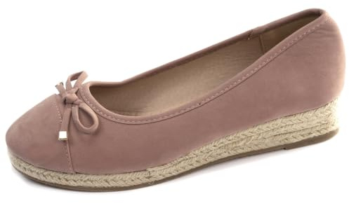 Isotoner Ballerines Femme Corde Talon compensé | Semelle à mémoire de forme - Talon 4 cm