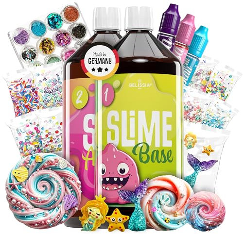 Belissia XXL Kinder Spiel-Schleim zum selbermachen. Meerjungfrau Set für 2KG fertigen Slime. Ideale Geschenkidee für Kinder ab 3 Jahre
