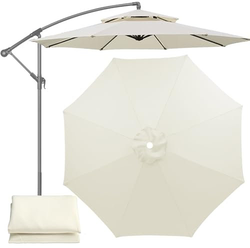 Housse de remplacement pour parasol, 6/8 baleines imperméables, protection UV de remplacement, toile de remplacement pour parasol de terrasse, toile seulement, pas de porte-parapluie (3m 8 Rippen)