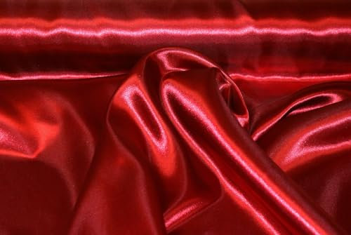 Stoff-Kollektion - Satin Stoff Meterware aus Polyester - Polyestersatin Glänzend & Doppelseitig 150cm breit – Ideal zum Nähen von Kostümen, für Bekleidung, als Dekostoff etc. (Bordeaux)