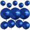 12Pcs Navy Blue Round Foil Balloons, 22 15 10 4D Helium Ball Balloon, Metallic Blue Foil Balloon for Birthday Graduation Wedding Anniversary New Year Eve Disco Prom Party Decorations