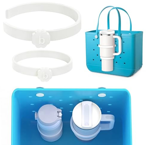 Sports Water Bottle Accessories, Sportinggoods, Bogg Bag Cup Holder for Stanley, Large Drink Holder Compatible with All Bogg Bag, Adjustable Cup Holder Attachment, White