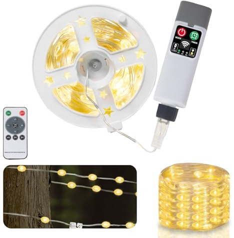 Speclux 10M 100LED/Rugby Camping Lichterkette Aufrollbar mit 8 Beleuchtungsmodi, Tragbare Wasserdicht LED Lichterkette Außen, USB Aufladbar Campinglampe für Camping, Hof und Wandern