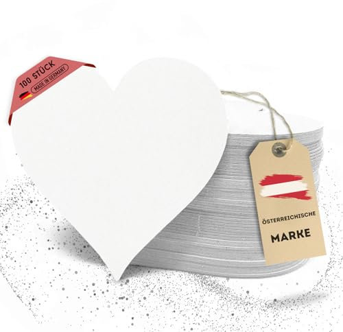 EV® Bierdeckel Pappe - 100 Stück, Herzförmig (9,3 x 9,3 cm) - Made in Germany - Blanko Untersetzer zum Bemalen & Basteln - Das Perfekte DIY Set für Kreative Köpfe