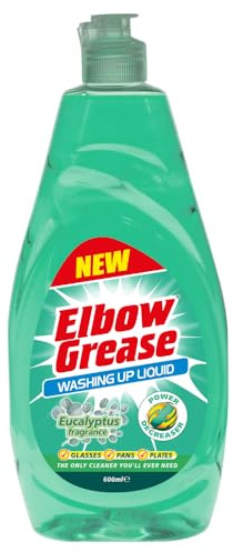 Elbow Grease Washing Up Liquid | Power Degreaser - Soap for Hand Washing Dishes, Pots, Pans & Glasses (Eucalyptus, 600ml)