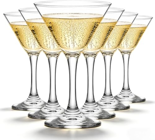 KIXINY Set of 6 Martini Glasses 160ML Cocktail Glasses with Handle Elegant Hand Blown Crystal for Martini Cocktails Mixed Drinks Elegant Party Glassware