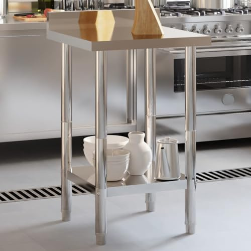 Arbeitstisch aus Edelstahl mit Aufkantung, 55 X 55 X 93 cm, Ideal für Küchenbars, Restaurants, Schulen (55 x 55 x 93 cm)