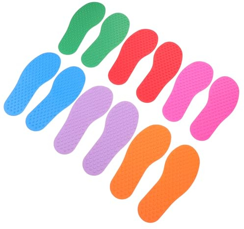 WOONEKY 6 Pairs Non-slip Rubber Footprint Floor Markers Bright Sensory Spot Markers for Classroom Preschool Outdoor Activities Agility and Coordination Training
