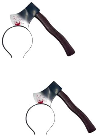 TONGMAN 2PCS Halloween Headband- Knife Scissors Axe Cleaver Headband, Funny Scary Headbands for Halloween Costumes Accessory, Red, Large