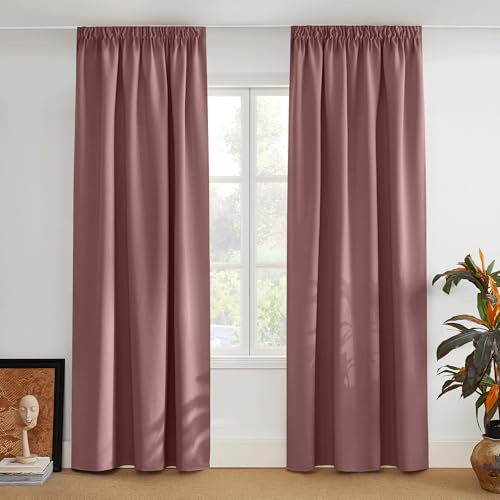 PONY DANCE Tende Oscuranti Termiche Isolanti per Soggiorno con Fettuccia | per Camera da Letto Moderne, per Salotto, per Cameretta Bambini, OEKO-TEX, 2 Pezzi L 140 x A 300 CM, Rosa Selvatica