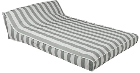 SUNNYLiFE Luxe Double Lounger, Floating Pool Lounger, Water and Land Use, Backrest Design, PVC and Polyester, Seagrass Stripe, 70.87 x 33.46 x 20.47 inches, 9.7 lbs