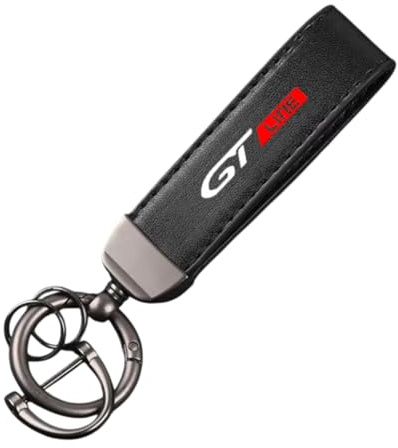 Porte-clés de Voiture pour Peugeot GT Line, Clé de Voiture Cuir Anti-Perte Cadeau Pratique Key Voiture Accessoires,Black