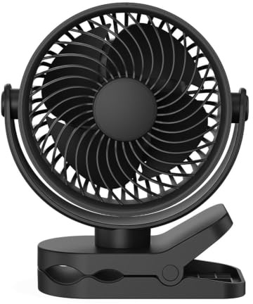 MEKOTRIN Mini Ventilateur à Pince Portable, Ventilateur Rechargeable USB Silencieux avec 5 Vitesses, Rotation à 360°, de Table pour Bureau, Poussette, Chambre et Camping (151,6x128,4x177,5mm)