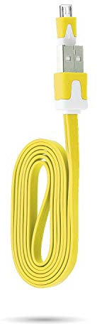 Shot Case – Cable Cargador para Mando Xbox One USB/Micro USB 1 M Noodle Universal Conector (Color Amarillo)