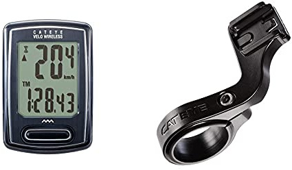 CatEye Velo Wireless-CC-VT230W, Ciclo Computadora, Negro + Soporteanillar out Front Soporte para Manillar, Multicolor, Talla Única