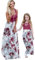 OMZIN Sommer Mode Maxi Kleid Beiläufige Familie Kleidung Mädchen Kleid Mutter Und Tochter Beiläufig Boho Ärmelloses Splice Strandkleid Weiß Rot Blume 3XL
