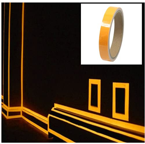 Leuchtendes Klebeband Selbstklebendes Fluoreszierendes Klebeband Markierungsband Luminous Tape Warnband Phosphor Klebeband Nachleuchtend Wasserdicht Luminous Tape Bühnenbedarf (1,5mx3m, Gold)