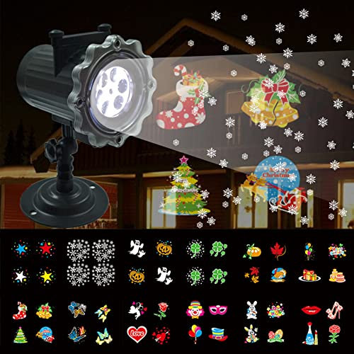 ZPYXBH Christmas LED Projector Lights, Halloween Christmas Projector Lights Outdoor Upgrade 12 HD Non Fading Slides Waterproof Snowflake Projector Lamp Decoration for Indoor Xmas Holiday Party