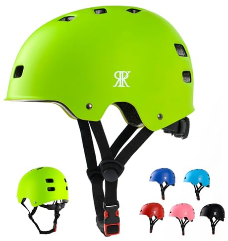 Youth Kids Bike Helmet, Skateboard Bicycle Helmet for Age 3-5-8-10-12-14 Teen Boys Girls Adjustable and Multi-Sport for Scooter Roller Skate (Green S)