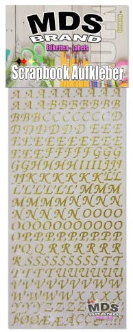 MDS Brand 1cm Buchstaben Aufkleber zum beschriften von Kerzen für Hochzeitskerze, Scrapbook, Kommunionkerzen oder dankeskarten, EIN Preisgünstige Alternative zu wachsbuchstaben 20-1 Groß (Gold A-Z)