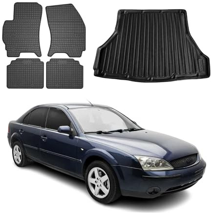 OMAC Fußmatten Kofferraumwanne für Ford Mondeo mk4 Liftback 2007-2014 Gummi | inkl. Kofferraumwanne (Satz), Gummimatten, Automatten, Allwetter, Antirutsch, fahrzeugspezifisches Produkt, wasserdicht