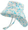 LACOFIA Baby Sonnenhut Mädchen Baumwolle Kleinkind UV Sommer Mütze Verstellbarem Kinder Breiter Krempe Strand Cap Fischerhut mit Bindebändern und Nackenschutz Hellblaue Blume 6-18 Monate