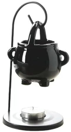 Makimoo Hängender heidnischer Kessel Ölbrenner, schwarzer Wachswärmer Aroma Diffusor, mit Griff, für ätherische Duftwachs, bezaubernde Hexen Home Decor Element.