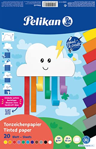 Pelikan Tonpapier Block 23 x 33 cm, 20 Blatt in 11 Farben, Rainbow, 5 Blöcke