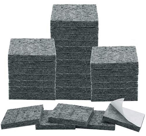 30 Pack Non-Slip Chair Leg & Table Leg Protectors with Felt Pads - 1 1/2 Square Self-Stick Floor Protectors