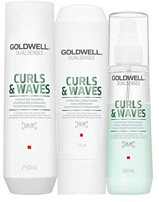 Goldwell Dualsenses Curls & Waves Hydrating Shampoo 250ml Conditioner 200ml Serum Spray 150ml