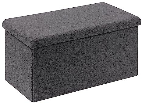 Bonlife Sitzbank mit Stauraum, Faltbare Sitzbank, Samt Fußhocker Truhen Aufbewahrungsbox mit Deckel, Grau, 80 x 40 x 40 cm