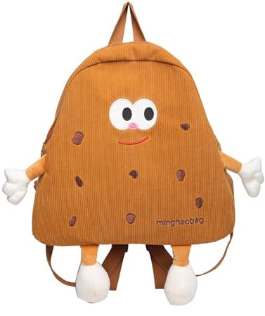 FENOHREFE LUOFENG Niedlicher Keks-Rucksack aus Cord für Mädchen, lustige Cartoon-Schultasche, modische Schultertasche, schöne Tasche, Geschenk für Freundin