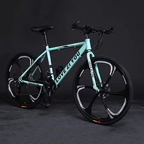 TRQZNLEP Mountainbike Für Erwachsene, Outroad-Fahrräder Aus Kohlenstoffstahl, 21-Gang-Fahrrad Mit Vollfederung, Mtb-Getriebe, Doppelscheibenbremsen, C-26 Zoll, 27 Geschwindigkeiten/D-24Inch21Speed