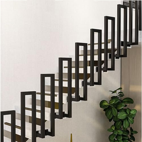 YCZHD Treppe Seitlich Montierte Geländer,Eisenzäune,Dachboden Innenhaushalt einfache Selbstmontierende Duplex-Dachgeländer,Zaunstützstangen(Size:U 55cm,Color:Schwarz)