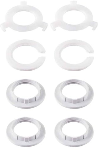 8 Pack Plastic Lamp Shade Reducer Ring, E27 to E14 Lampshade Reducer Ring, Socket Replacement Rings, Fitting Lampshade Washer Adaptor White