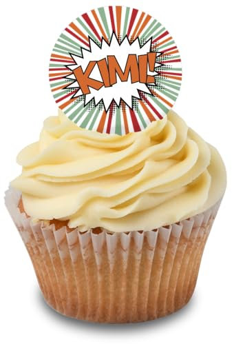 Cakeshop Cupcake Personalised Edible Cake Toppers With Comic Book Pow & Text | Personalise With Your Custom Name | For Birthdays & Celebrations | Icing & Wafer Paper Options