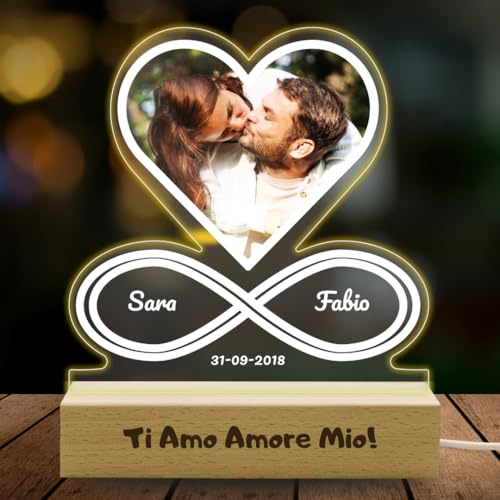 SBUGATTA|lampada personalizzata con Foto,Pensiero Anniversario per Lui,Regali Personalizzati,o Fidanzata,Regalo Personalizzato, per Lei,Regalo Fidanzata,Foto Personalizzata Idea Regalo