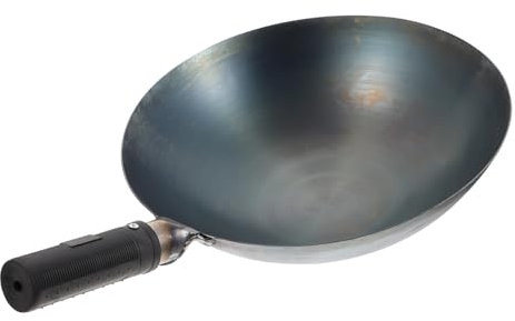 SOLUSTRE 1Pieza Olla Wok Práctica Inoxidable con Asa Ergonómica para Cocina Familiar y Restaurantes de Usar y Limpiar