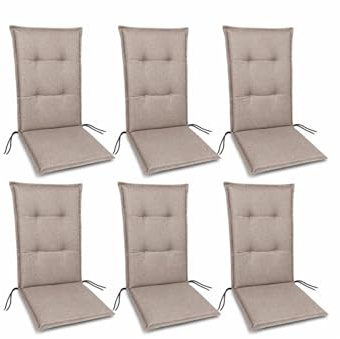 Julido Hochlehner Auflage 120x50x5 cm – Gartenstuhlauflage mit 5 cm Polsterung, UV-beständig, robust & weich, mit Seitenschleifen, für Garten, Terrasse & Balkon, Farbe wählbar (6, Taupe)